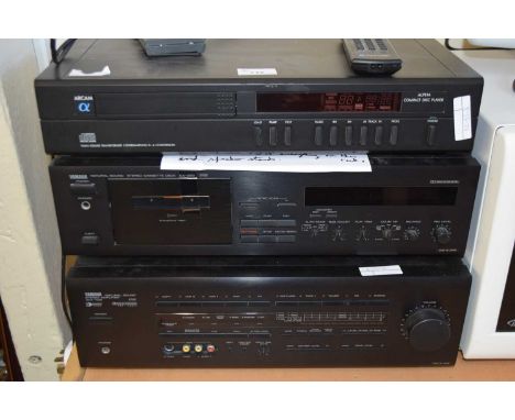 MIXED LOT:  STEREO SEPARATES COMPRISING AN ARCAM TWIN POWER TRANSFORMER, A YAMAHA STEREO CASSETTE DECK AND A YAMAHA AMPLIFIER