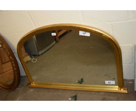 CONTEMPORARY ARCHED OVER MANTEL MIRROR IN GILT FINISH FRAME