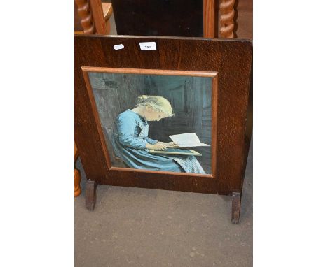PLYWOOD FIRE SCREEN DECORATED WITH A PRINT