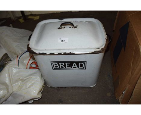 WHITE ENAMEL BREAD BIN