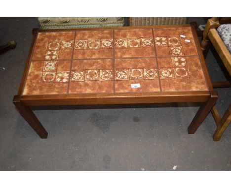 RETRO TEAK FRAMED TILE TOP COFFEE TABLE