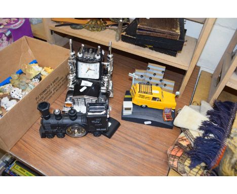 MIXED LOT:  ONLY FOOLS AND HORSES ALARM CLOCK, TRUCK SHAPED CLOCK, TRAIN SHAPED CLOCK ETC