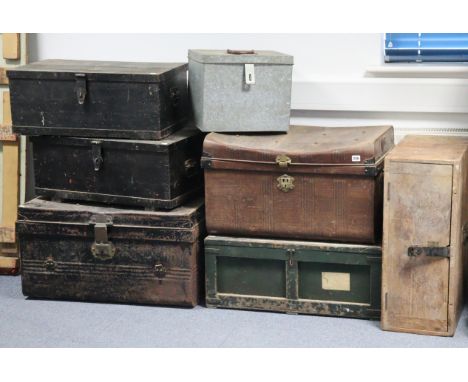 Seven various tool chests &amp; travelling trunks.