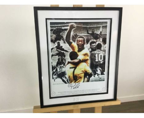 PELE SIGNED PRINT no.10/200, mounted, framed and under glass63cm x 53cm overall