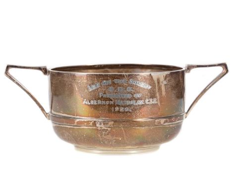 SAILING INTEREST, GEORGE V SILVER PORRINGER WILLIAM HUTTON, BIRMINGHAM 1920 the circular bowl with twin angular handles, insc