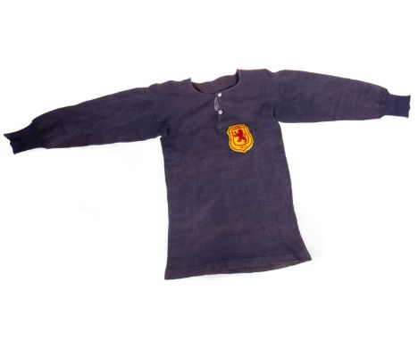 WILLIE BROWN OF SCOTLAND, HIS SELECT XI MATCH WORN SHIRT VS. ENGLAND, 1917 the crest inscribed SvE 1917 bordering a lion ramp