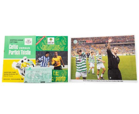 CELTIC F.C., TWO PROGRAMMES AND A TICKET the programmes vs. Partick Thistle 23rd October 1971 (League Cup final), and vs. Por