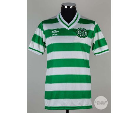 Viv Anderson green and white No.13 Celtic v. Nottingham Forest short-sleeved shirt, 1983, Umbro, M, with v-neck collar and em