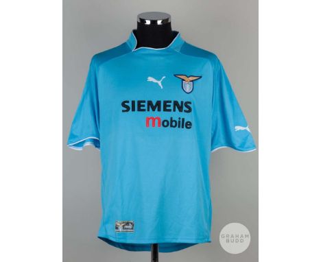 Lucas Castroman sky-clue No.26 Lazio v. Chievo Verona match issued short-sleeved shirt, 2002, Puma, L, with crew-neck style c