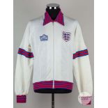 Viv Anderson rare white, blue and red England track suit top, 1978