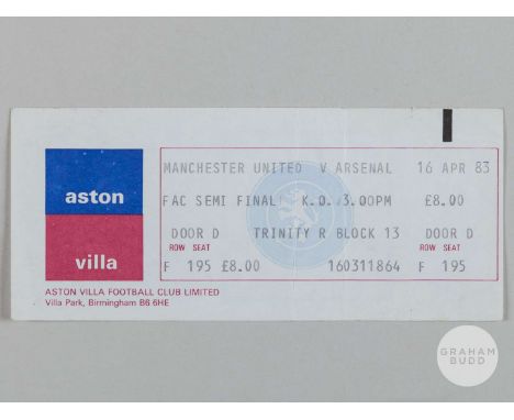 Manchester United v Arsenal F.A.Cup semi-final ticket, 16th April 1983, unused ticket