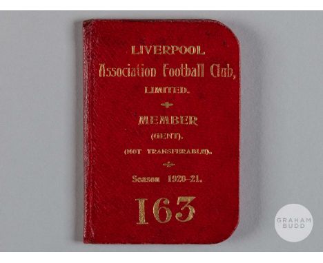 A Liverpool season ticket and fixture booklet 1920-21, Members' Stand.