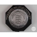 Viv Anderson silver-mounted & bakelite Manchester United v. Liverpool Charity Shield plaque, 1990