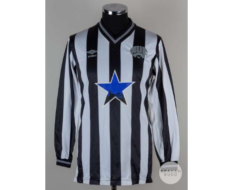 David McCreery black and white No.15 Newcastle United long sleeved 1983/84 shirt , Player issued, Umbro, size 38-40, v-neck c