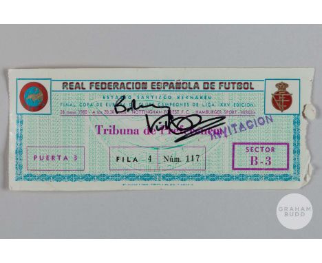 Viv Anderson a Nottingham Forest v. Hamburg European Cup Final ticket, 28th May 1980, autographed by Viv AndersonProvenance: 