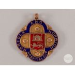Reginald Wilkinson 9ct gold & enamel Norfolk & Norwich Hospital Cup medal, 1921-22.