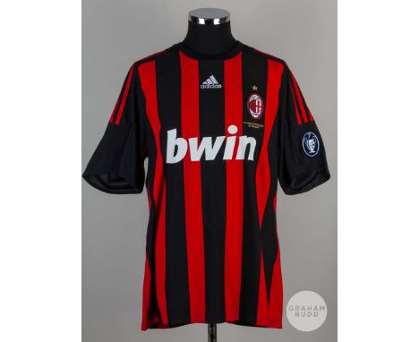 David Beckham red and black No. 32 AC Milan short sleeved 2009/10 from the friendly against Glasgow Rangers February 4th 2009