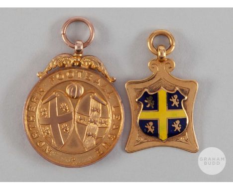 9ct gold Northern Football League medal, 1936-37, the obverse inscribed NOTHERN FOOTBALL LEAGUE, the reverse inscribed SHILDO