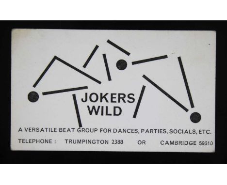 Pink Floyd related, a calling card for Jokers Wild, a versatile beat group for dances, parties, socials, etc., designed by Jo