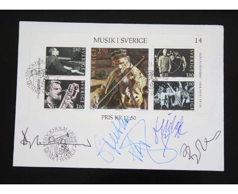 Abba, a Musik 1 Sverige First Day Cover, dated 1/10/1983, signed by all four members of the band with Buckiingham Covers cert