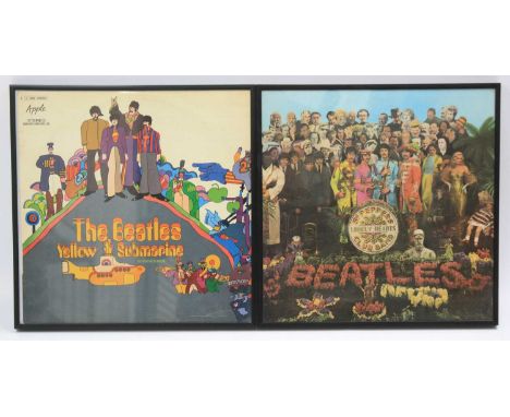 The Beatles, a collection of five framed LPs, to include Yellow Submarine, Sgt Pepper's Lonely Hearts Club Band, Let it Be, T