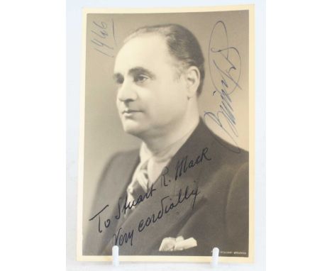 Gigli, Beniamino, (1890-1957), Italian Tenor, a signed photographic card dedicated "To Stuart R. Mack very cordially", dated 