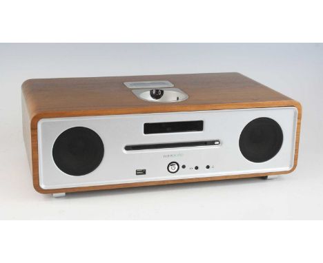 A Ruark Audio R4i integrated music system, comprising a CD player, iPod dock, USB and auxiliary inputs and a DAB / FM radio a