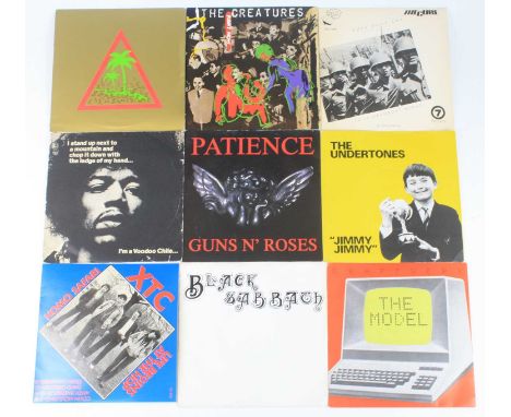A large collection of 7" vinyl, various dates and genres, to include Black Sabbath - Never Say Die, Kraftwerk - The Model, Th