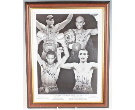 British World Champion Boxing Legends, a black and white print showing boxers Johnny Nelson, Duke McKenzie, Paul "Silky" Jone