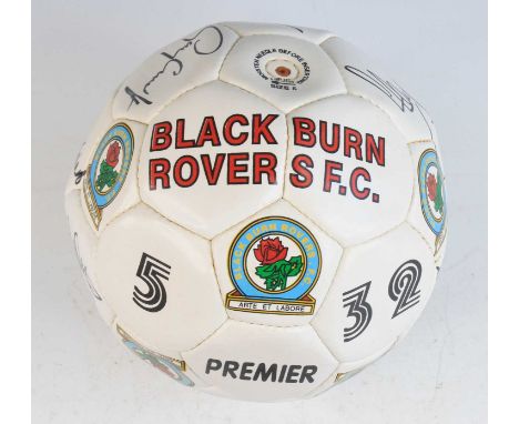 Blackburn Rovers F.C., a Premier 32 size 5 leather football signed in black ink by various squad members, together with a sig