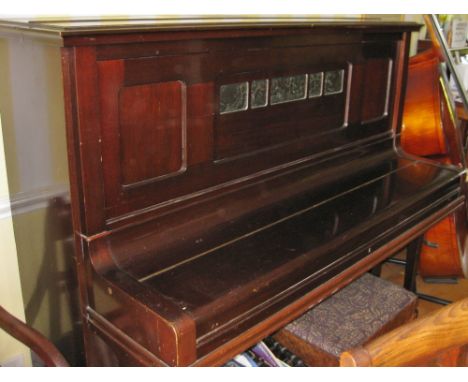 Grotrian Steinweg (c1925) A Model 135 upright piano in a mahogany case inset with panels depicting young children playing mus