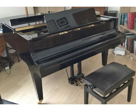 Kawai (c1996)A 5ft 4in Model KF1 grand piano in a bright ebonised case on square tapered legs; together with a matching stool