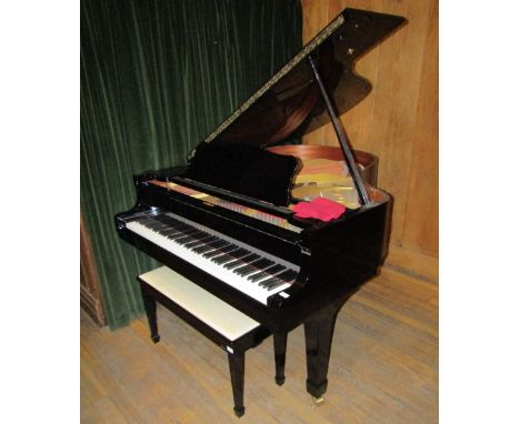Yamaha (c1988)A 5ft 7in Model G2 grand piano in a bright ebonised case on square tapered legs; together with a matching duet 
