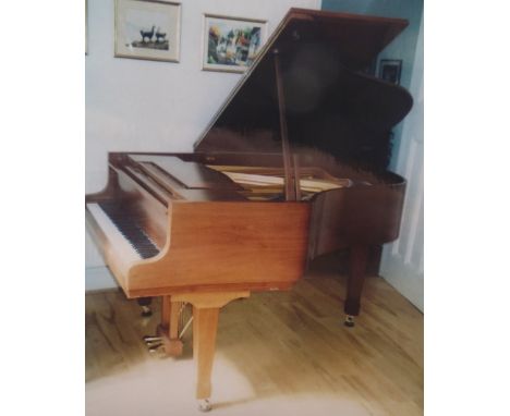 Blüthner (c1986)A 5ft 5in Model 10 grand piano in a satin walnut case on square tapered legs; together with a stool. 