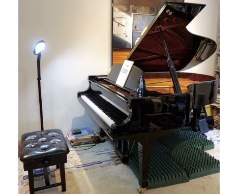 Kawai (c2008)A 6ft 7in Model SK5 Shigeru grand piano in a bright ebonised case on square tapered legs; together with a stool.