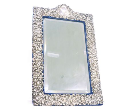 A Victorian silver mounted bevelled edge easel mirror, Birmingham 1899, 39cm x 24cm.