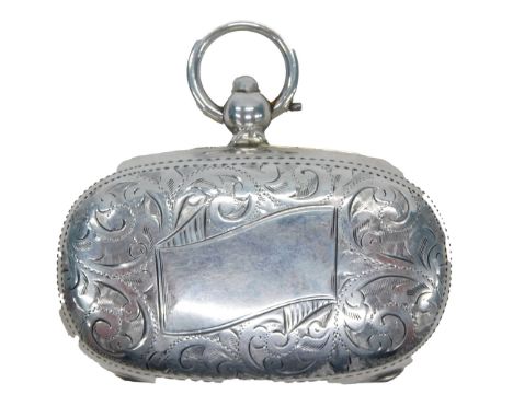 A Victorian silver coin case, engine turned decoration, 1oz.