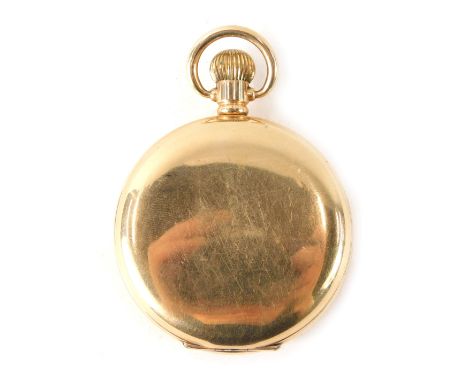 A Carrie Moine gold plated pocket watch, with a white enamel Roman numeric dial, seconds dial and blue hands, serial number 2