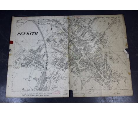 An Ordnance Survey 1912 1/1250 Scale Map of Penrith, 73cm x 104cm, Cumberland Sheet LVIII, bearing stamp of J. Carlyle Lancas