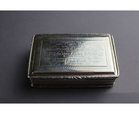 A William IV silver table snuff box by Nathaniel Mills, with reeding, cast floral mounts and gilt interior, 8cm x 4.8cm x 2cm