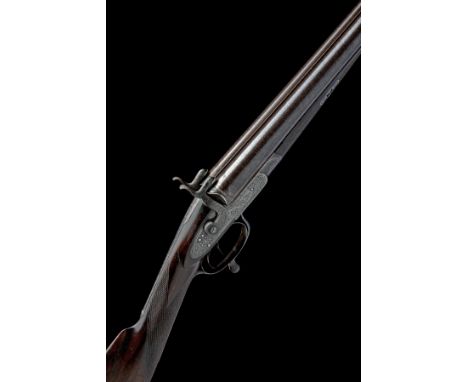 BURNAND, NEWCASTLE ON TYNE A CASED 12-BORE PINFIRE DOUBLE-BARRELLED SPORTING GUN, no visible serial number, circa 1864, with 