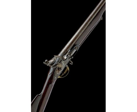 A .660 FLINTLOCK EAST INDIA SADDLE-CARBINE SIGNED GOFF, no visible serial number, dated for 1802, with round iron 26in. barre