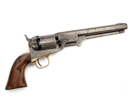 A .36 PERCUSSION COLT MODEL 1851 NAVY REVOLVER, serial no. 142485, for 1863, with 7 1/2in. octagonal barrel, applied dove-tai