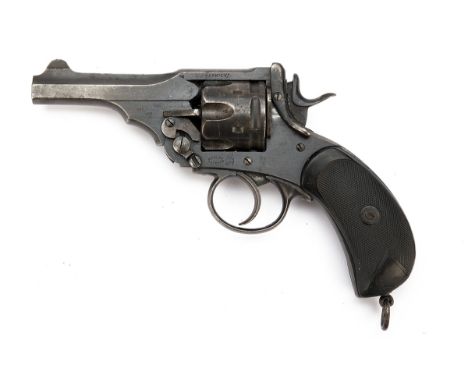 A .455 P. WEBLEY MKIV SERVICE REVOLVER, serial no. 129066, commercial example circa 1906, with 4in. barrel (finish faded), in