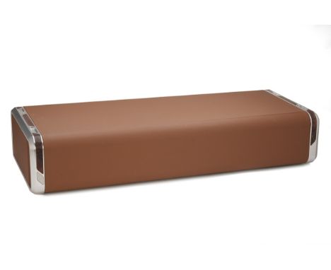 HOLLAND &amp; HOLLAND A LUXURY LEATHER-BOUND BOOT BOX, with aluminium frame, the interior lined with black suede, the drawer 
