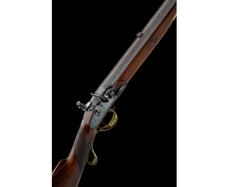 A 14-BORE FLINTLOCK SINGLE-BARRELLED SPORTING RIFLE SIGNED COLLINS, LONDON, no visible serial number, circa 1800, with rebrow