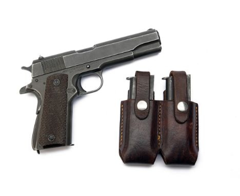 A .45 (ACP) REMINGTON RAND WARTIME PRODUCTION 1911A1 MODEL SERVICE PISTOL, serial no. 1771458, for 1944, with dark grey phosp