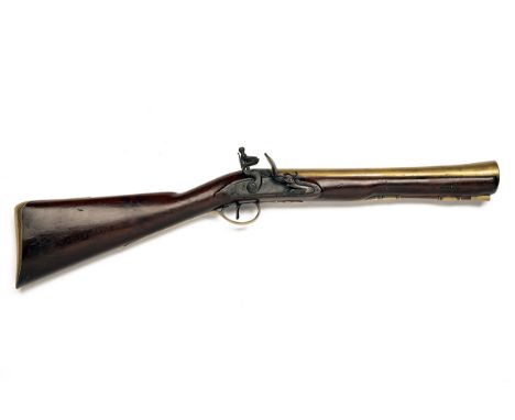 A RARE 10-BORE FLINTLOCK BRASS-BARRELLED BLUNDERBUSS SIGNED APPLETON, LONDON, WITH INSCRIBED MUZZLE, no visible serial number