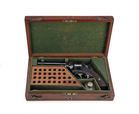 A CASED .442 (RIMFIRE) WEBLEY TYPE SOLID FRAME REVOLVER RETAILED BY BEATTIE &amp; SON, serial no. 3676, circa 1878, with roun