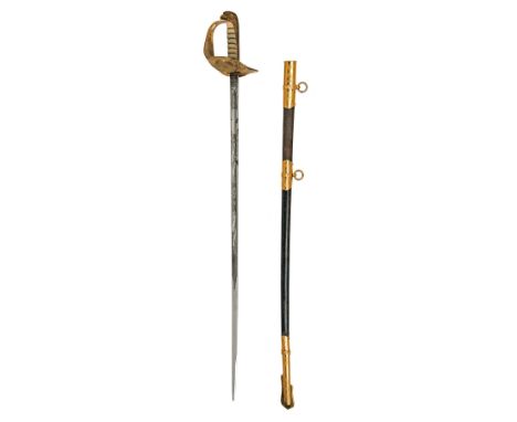 A QEII RAF DRESS SWORD BY WILKINSON, numbered 112472, dating to 1981, with 32 1/2in. blade etched on both sides with foliate 